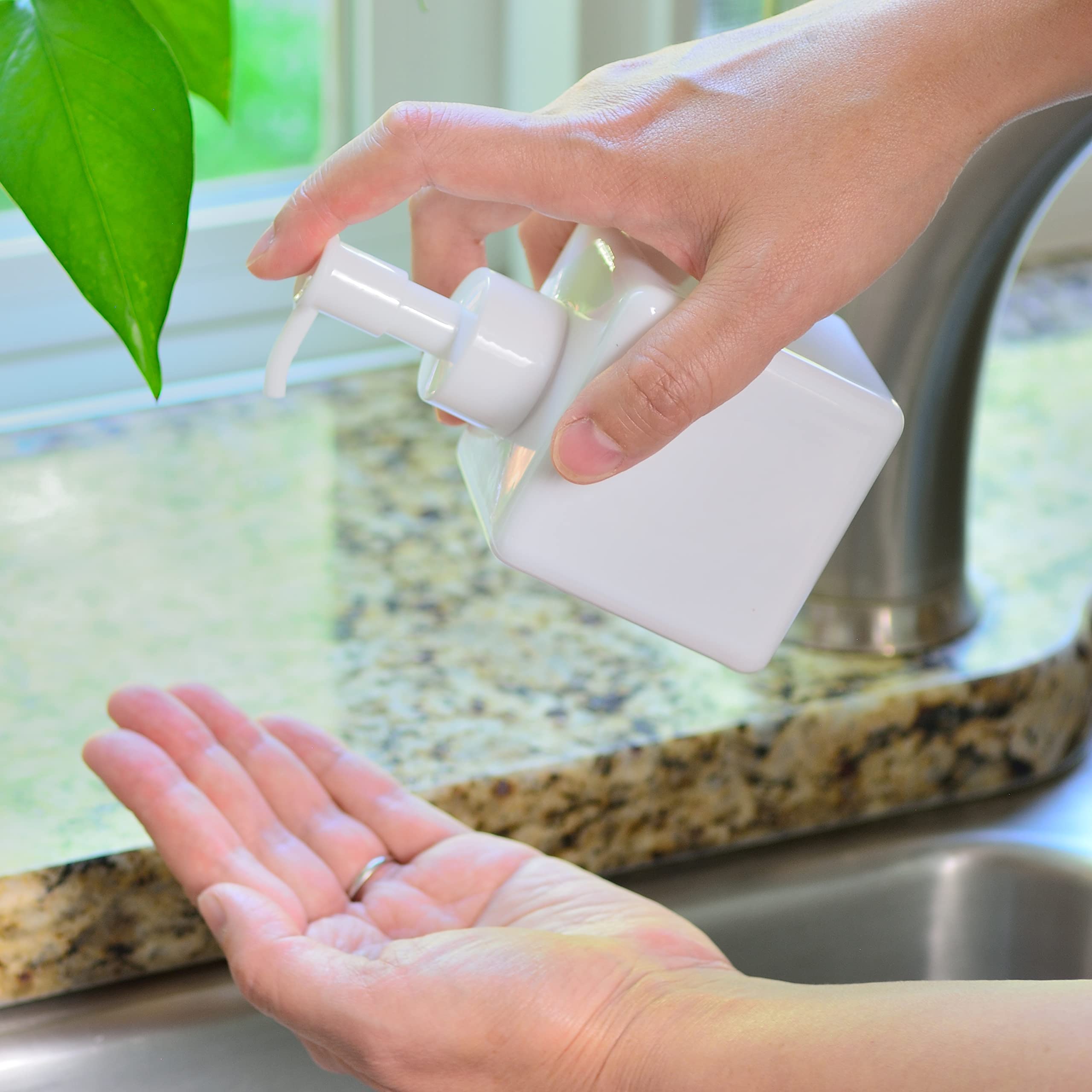 Youngever 5 Pack Plastic Pump Bottles, White Refillable Plastic Pump Bottles With Travel Lock (8 Ounce)